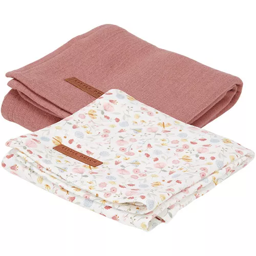 Little Dutch Hydrofiele Doeken 70x70 Cm - Flowers & Butterflies - 2st
